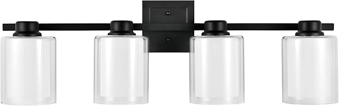 Design House 556167-BLK Oslo Vanity Light Fixture Matte Black, 4-Light