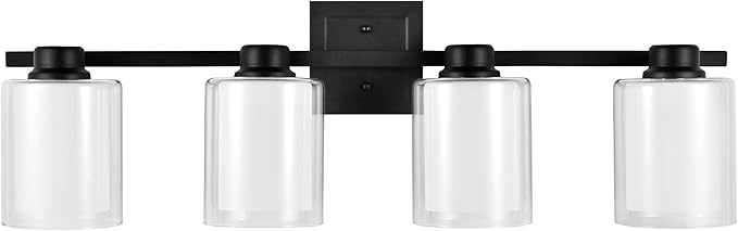 Design House 556167-BLK Oslo Vanity Light Fixture Matte Black, 4-Light