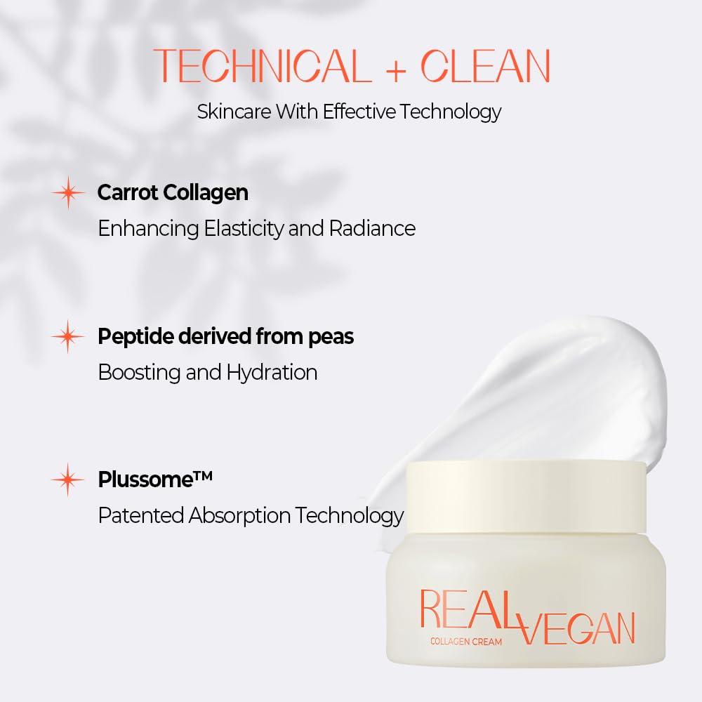 KLAVUU Real Vegan Collagen Cream - Enhances Skin Elasticity, Providing Deep Hydration to Dry Skin for a Radiant, Youthful Glow