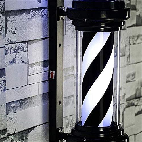 MIUXIU Barber Pole Black White LED Light,Traditional Barber Pole Outside Barber Shop Rotating Light Sign Light Box Rainproof Hairdressing Salon Save Energy Wall Lamp (68x26CM)