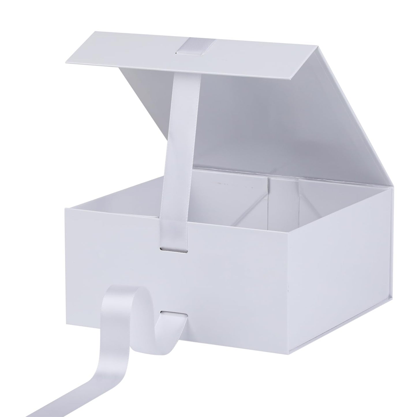 OEMVALATY White Gift Box,8x8x4 Inches Gift Boxes with Lids for Presents with Magnetic Closure and Ribbon for Wedding,Storage,Birthday(5-Pack)