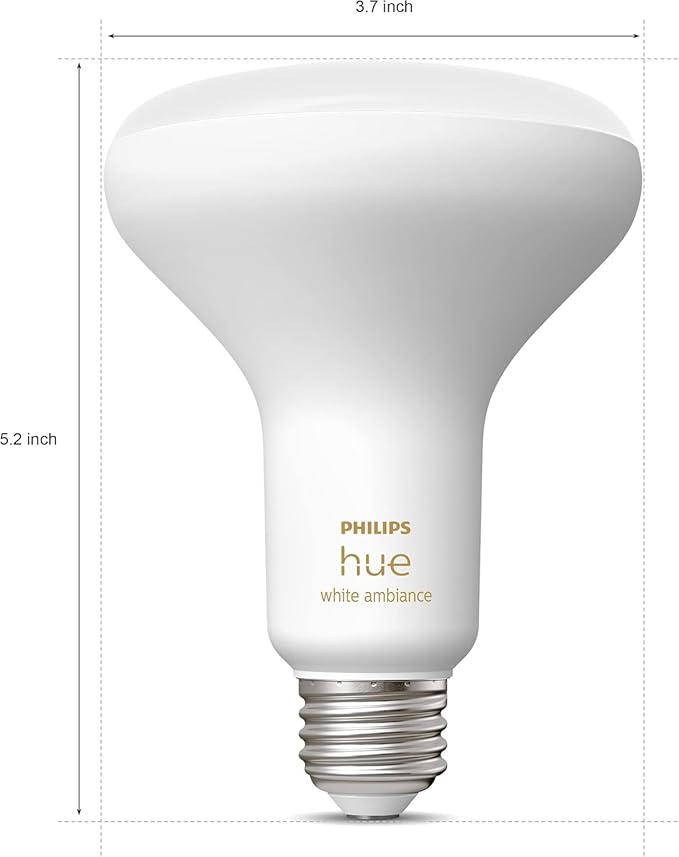 Philips Hue BR30 85W Smart LED Light Bulbs - White Ambiance - 4 Pack - 1200LM - E26 - Indoor - Control with App - Compatible with Alexa Google Assistant, and Apple Homekit