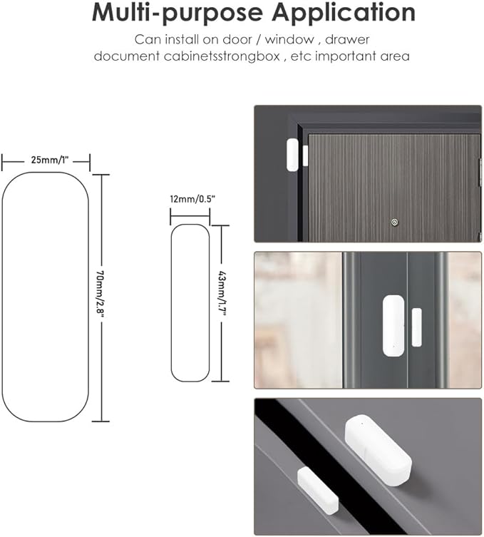 Mengshen 6 Pack WiFi Door Sensor Smart Window Door Sensor Alarm Wireless Magnetic Door Open Detector and APP Remote Notification Compatible withTuya Smart Alexa Google Assistant
