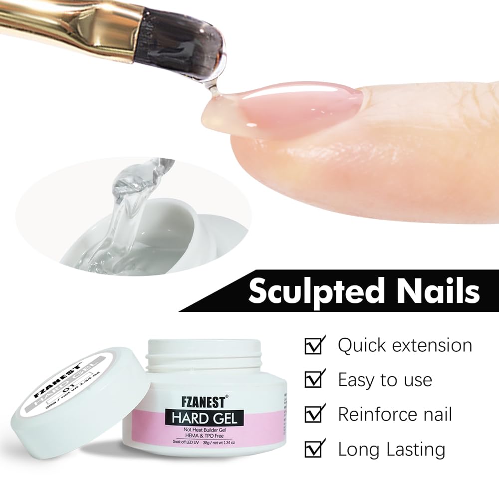 FZANEST Builder Gel Hema Tpo-Free Clear Hard Gel For Nails Extension Sculpting Overlay UV Led Soak Off #01