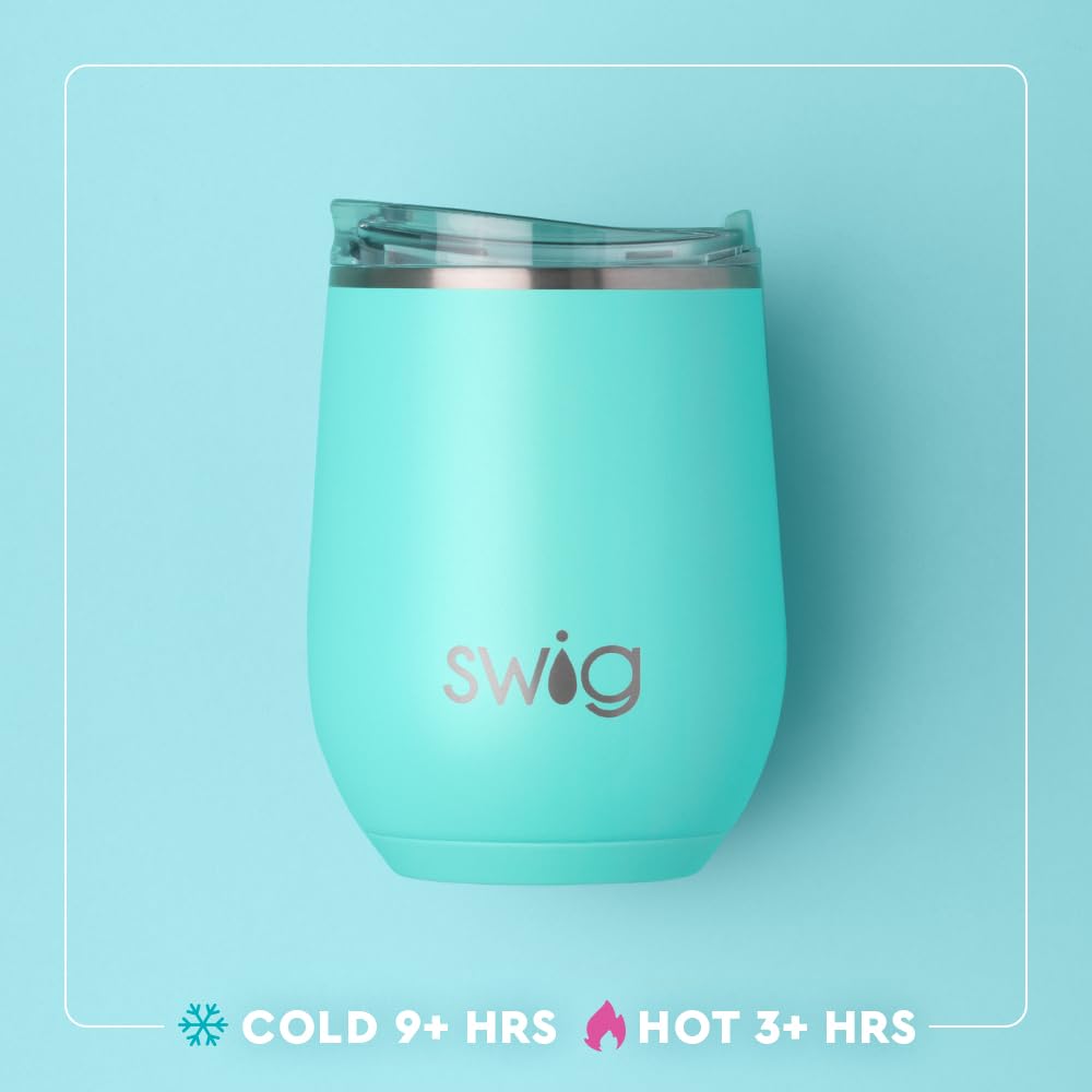 Swig Life 12oz Wine Tumbler with Lid, Stainless Steel, Dishwasher Safe, Portable, Triple Insulated Wine Tumbler (Bride to Be)
