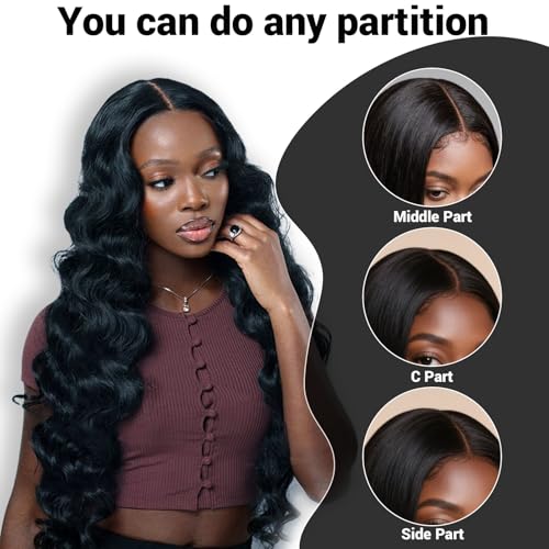5x5 Closure Hd Lace Frontal,Invisible Natural Hairline Single Knot Free Part Silky Glueless Design Clean Lace Closure Deep Wave Natural Black 16 Inch
