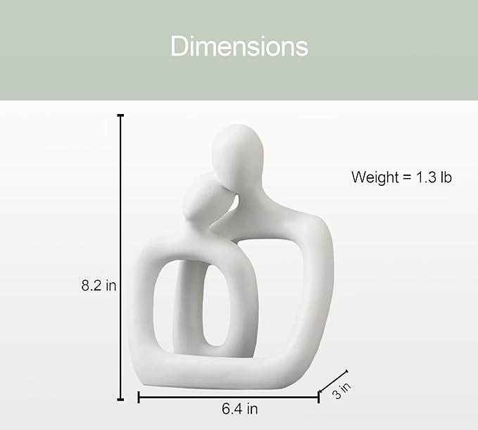 BANOMII Abstract Couple Statue, Minimalist Couples Bedroom Decor, White Hugging Lovers Sculptures Modern Home Office Decor Accents, TV Stand Decorations for Living Room Aesthetic, Desktop Figurine