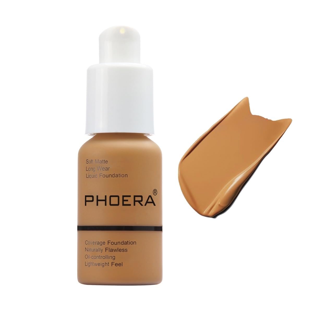 PHOERA Foundation, Long-Lasting Waterproof Oil Full Coverage Flawless Soft Matte Liquid Foundation.(ï»¿ 1pcs-111# Chestnut)