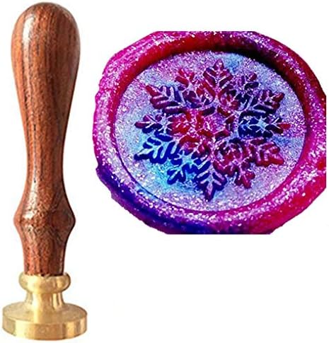 Vintage Fancy Christmas Snowflake Wax Seal Stamp Kit with Rosewood Handle - Impressive Gift Idea for Love Letters, Wedding Invitations, Parcels & Cards