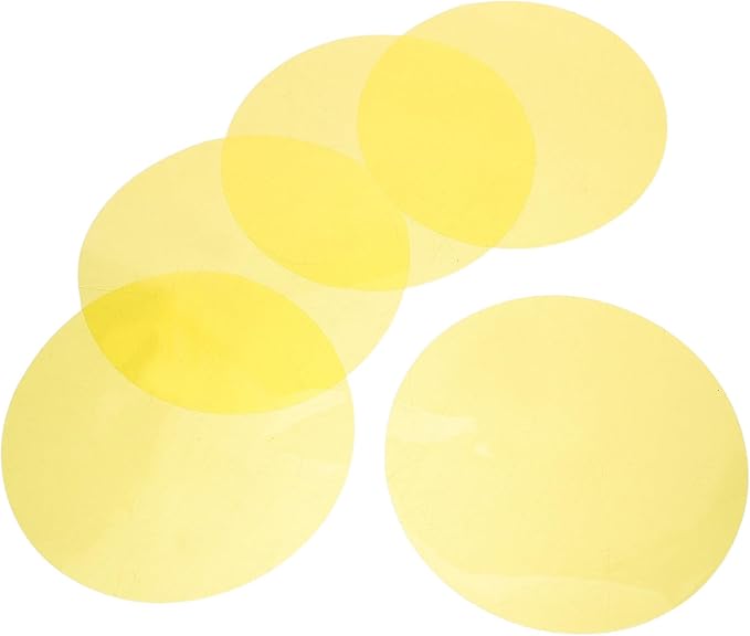 5pcs Light Dimming Film Ambient Lighting Gel 10cm Dimming Diffuser Film, Warm Color Filters Round Sheet for Led Ceiling Spotlight, Video, Yellow