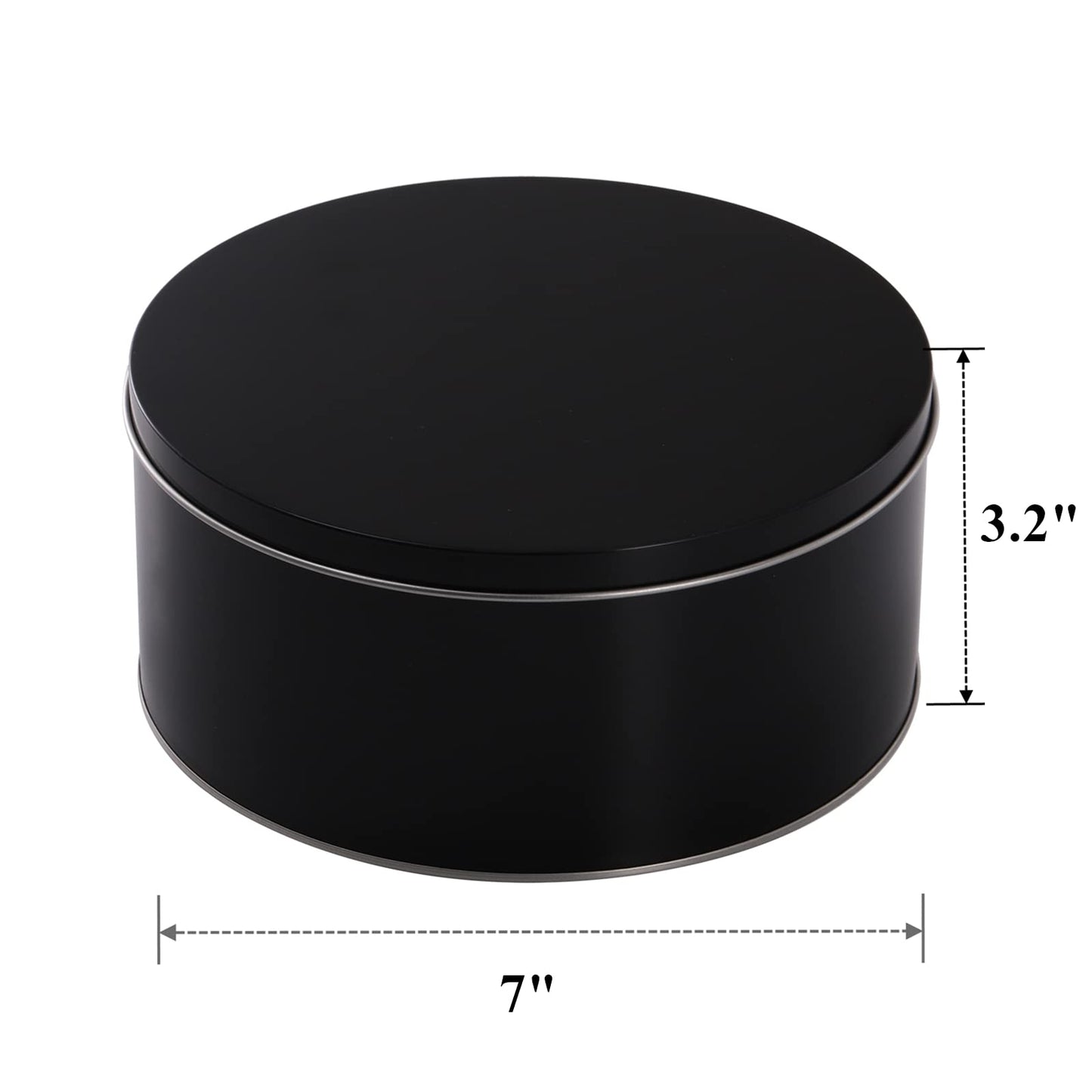Yopay 3 Pack Cookie Tin with Lid, Round Gift Tin, Black Baking Cake Container for Storing Patisseries, Snack, Chocolate, Easter, Special Occasion, Holidays, 7" Wide by 3.2"" Tall"