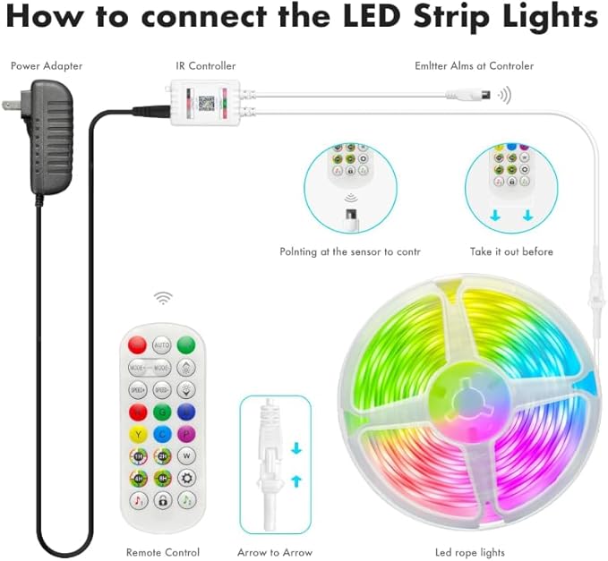 166 ft I(2 Rolls of 83ft) C+RGB,Led Lights for Bedroom,Music Sync Color Changing,Led Strip Lights,with Remote App Control, Led Lights for Room Home Kitchen Decor Party