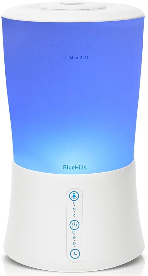 BlueHills Large Essential Oils Diffusers for Large Rooms Set of 2 2000ML Capacity Models Adjustable Cool Mist Output Options – Value Pack of White and White Wood Grain