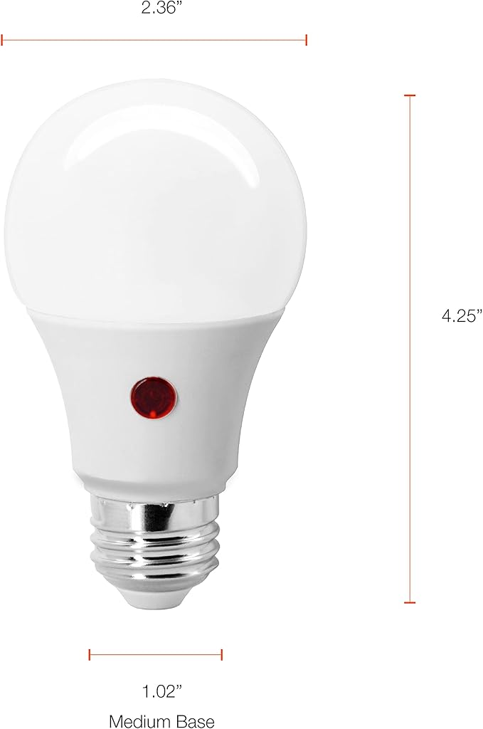 Sylvania Dusk to Dawn A19 LED Light Bulb with Auto On/Off Light Sensor, 60W=9W, 800 Lumens, 2700K, Soft White - 6 Pack (41257)