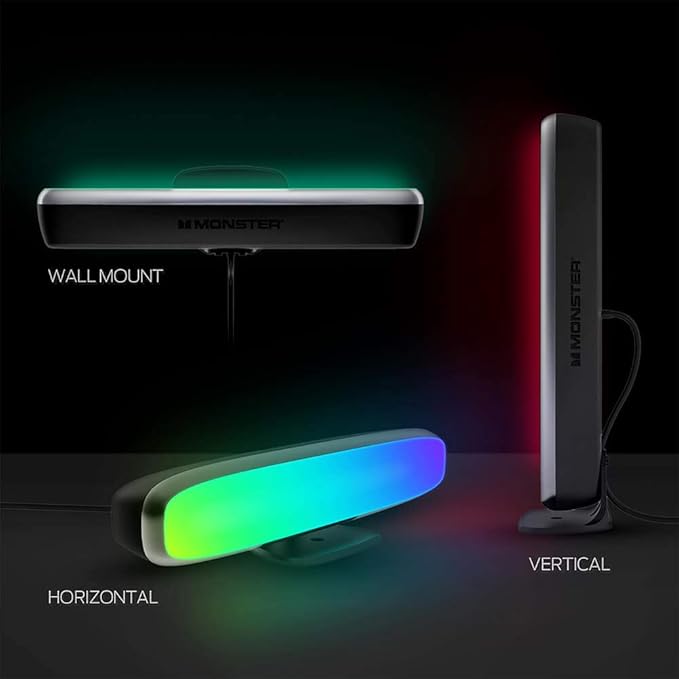 Monster Illuminessence Multi-Color Light Bar with Multi-Position Base, Mobile App, Compatible with Alexa, Google Assistant, Siri, 1-Pack