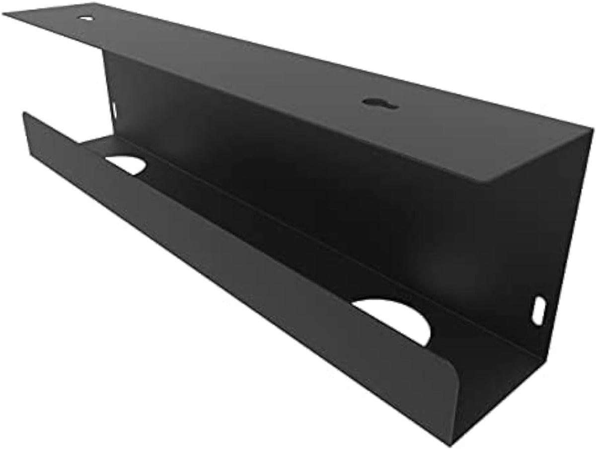 Jingchengmei Under Desk 17 inch Wide Cable Management Tray, Power Strip Holder, Metal Cord Organizer, Wire Management for Office and Home, Black (UDCMT17In, Black)