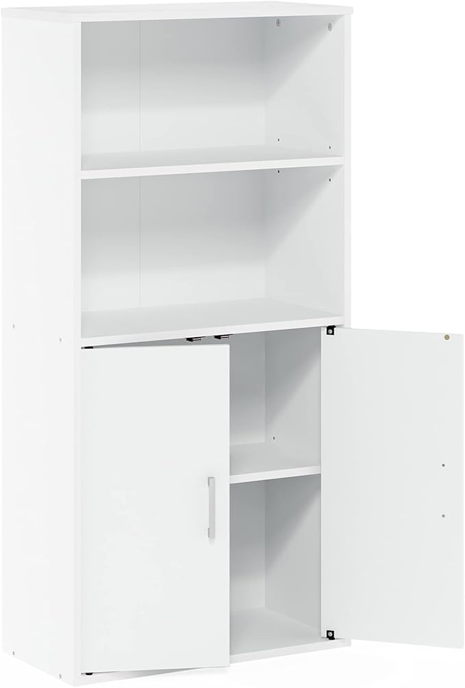 Furinno Pasir 4-Tier Storage Bookcase, Bookshelf, Multipurpose Shelf, White