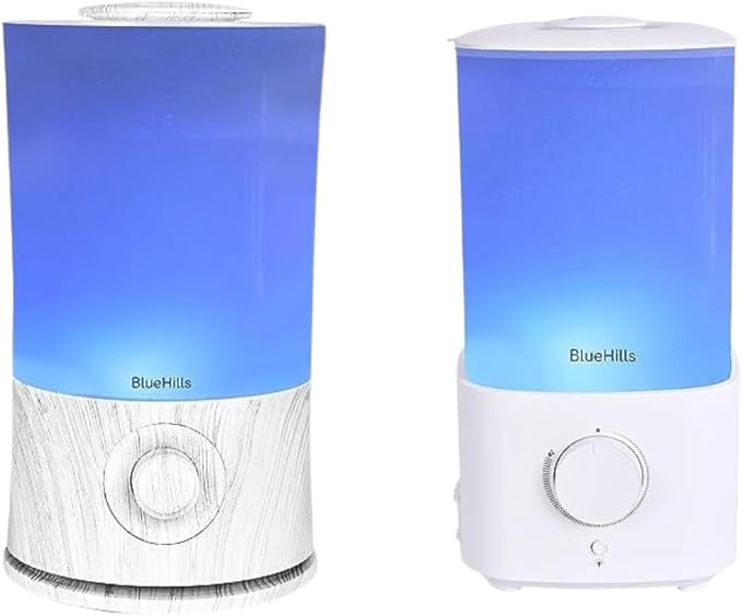 BlueHills Premium Set of Two Large 2000 ML and 2300 ML XL Essential Oil Diffusers Humidifier Combo for Large Room Home with Décor LED Lights Great Gift – Value Pack of White Wood Grain and White