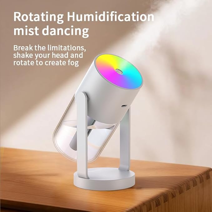 280ml Portable Shake Head Humidifier with Color LED Night Light, USB Personal Desktop Humidifier for Car, Home, Office, Travel, Auto Shutoff, Ultra-Quiet