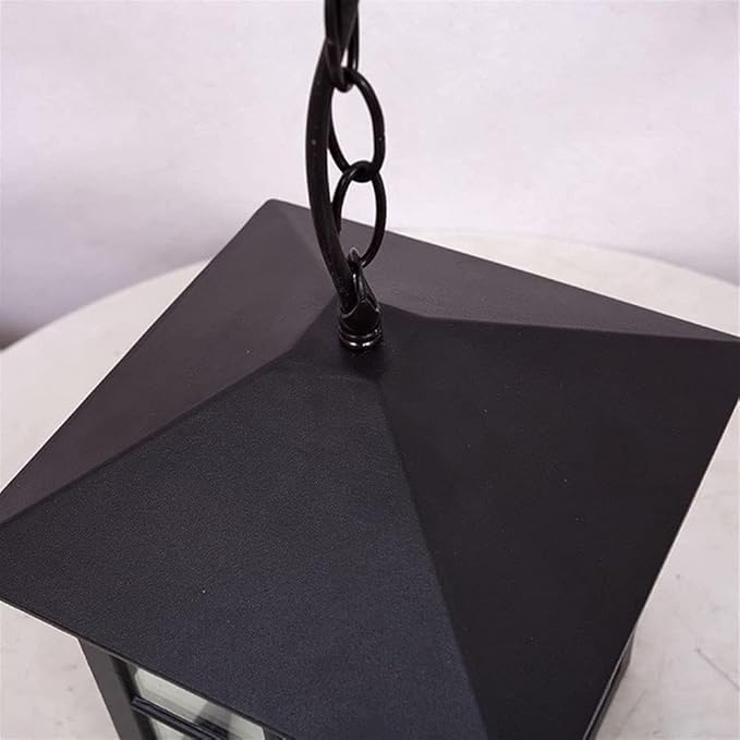 Outdoor Glass Hanging Lamp, Pendant Light Height Adjustable for Porch Garden Courtyard Gazebo Suspension Light(Bronze), Size