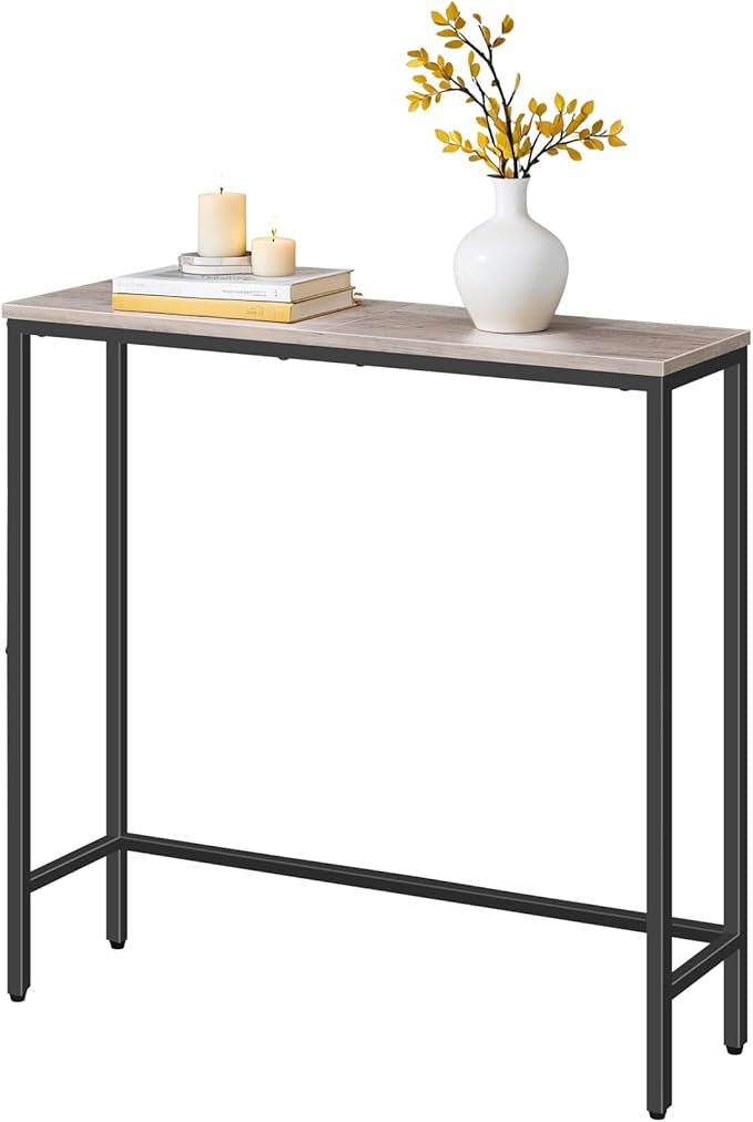 HOOBRO 2 Pack Narrow Sofa Console Table, 29.5" Small Entryway Table, Thin Display Shelf, for Hallway, Bedroom, Living Room, Foyer, Greige and Black BG75XGP201