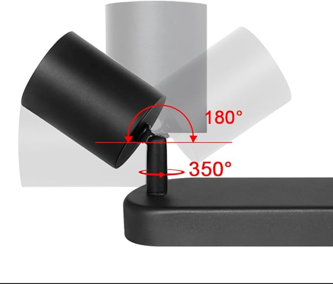 3 Light Track Lighting Kit Flexibly Rotatable Track Light Ceiling Kitchen LED Ceiling spot Light for Bedroom, Picture Wall, Hallway, Office, Bar, GU10 Socket (Black-3 Light)