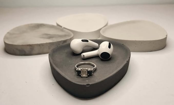 Tear Drop Trinket Tray, Concrete, Modern Decor, Gift, Jewelry Holder, Organizer, Contemporary Design, Home Goods, Minimalist (Canary Yellow)