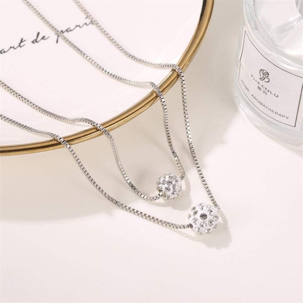 Bohemian Multi-layer Necklace Full Rhinestone Ball Pendant Fashion Silver Necklaces Chain Jewelry For Woman and Girls