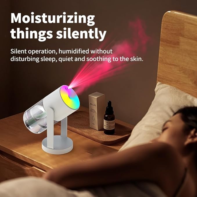 280ml Portable Starry Sky Projection Shake Head Humidifier with Color LED Night Light, USB Personal Desktop Humidifier for Car, Home, Office, Travel, Auto Shutoff, Ultra-Quiet