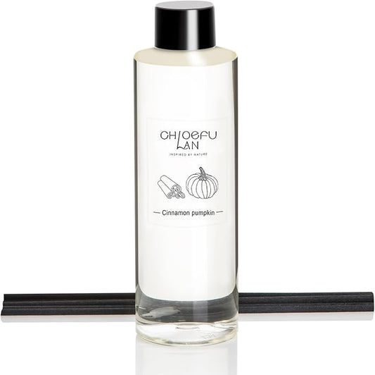 Chloefu LAN Pumpkin Cinnamon Scented Oil Reéd Diffuser Refill 6.76 oz, Home Decoration in Autumn and Winter, Barn Fall Decor Pottery, 0% Alcohol, Aromatherapy, Perfect for Halloween and Christmas