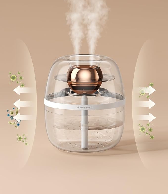 105 oz (3000ml) Essential Oil Aromatherapy Diffuser, Transparent Dual Spray Large Capacity Humidifier with Night Light for Large Rooms, Office, Home, Spa, Yoga, Bedroom, Gym (White)