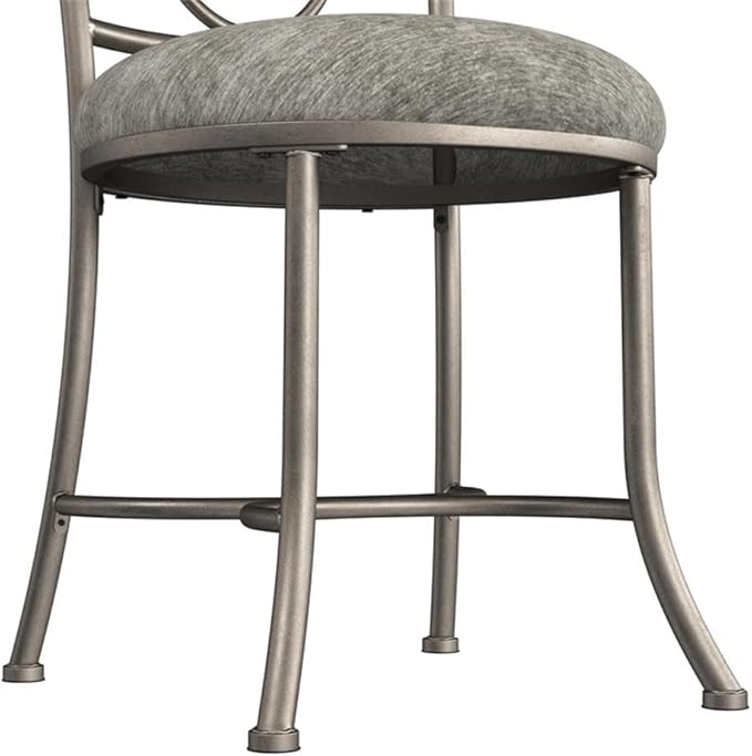 Hillsdale Emerson Metal Vanity Stool, Silver, 51053A