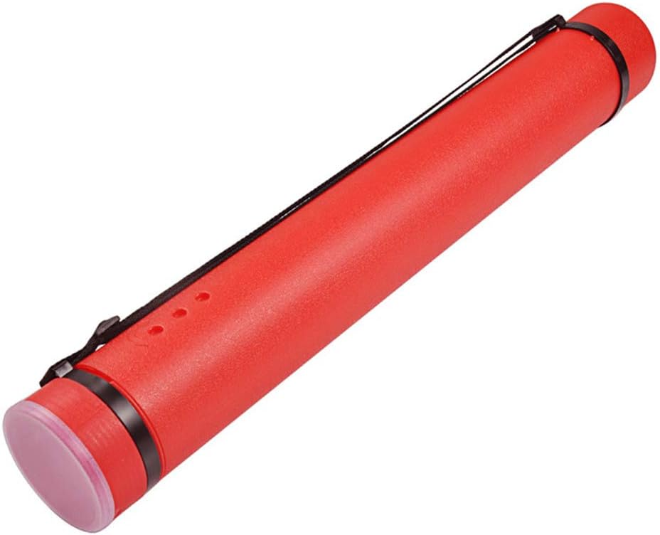 DEWEL Document Tube,Plastic Expanding Poster/Art/Document Storage Tube 24.5 to 40 inches Adjustable with Carrying Strap Waterproof and Light-Resistance Telescoping Carrying Case (Red-Large Size)