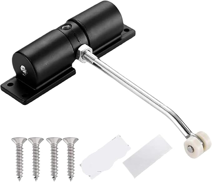 Compatible for Heavy-Duty Automatic Door Closer, Zinc Alloy Safety Spring Adjustable 30kg Closing Hinge (White/Black)(U15mmx7m Yellow)