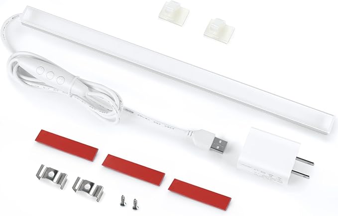Litever Under Cabinet Light Kit with USB Powered for Kitchen Counter, Workbench, Coffee Station, Workspace, Closet. Adapter, Dimmer, 12 Inch LED Light. Daylight 5000K