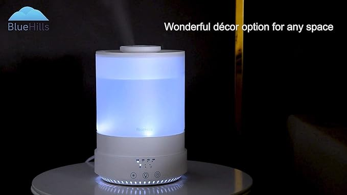 BlueHills Premium Set of 2 2500 ML Large Essential Oils Diffusers for Big Rooms High Mist Output XL Capacity Adjustable Cool Mist Great Gift – Value Pack of 2 White and Decorative Design
