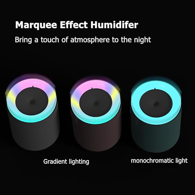 Sky Blue Portable Mini Humidifier - 255ml, Nano Cool Mist Spray, 40ml/h, 2 Light Modes, Quiet Personal Ultrasonic Humidifier for Desktop, Bedroom, Car, Travel, Plant