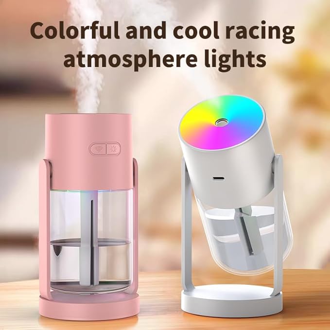 280ml Portable Shake Head Humidifier with Color LED Night Light, USB Personal Desktop Humidifier for Car, Home, Office, Travel, Auto Shutoff, Ultra-Quiet