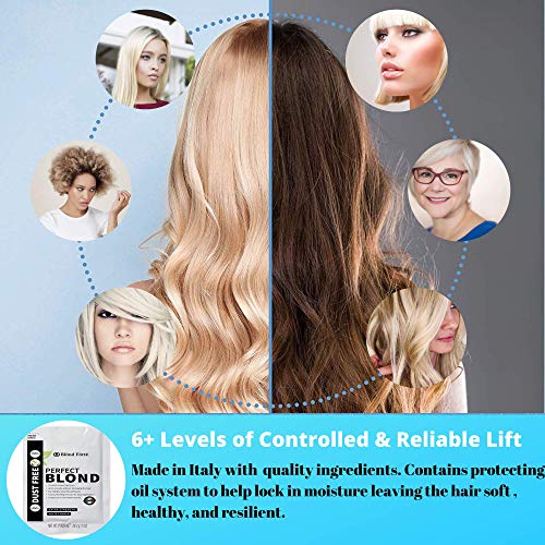 Perfect Blonde Toner Hair Dye Bleach Powder Lightener for Dark Hair Extra Strength Professional Formula (3 Packs of 1 Oz) ? Made in Italy by Blond Forte (Blue Powder Lightener)