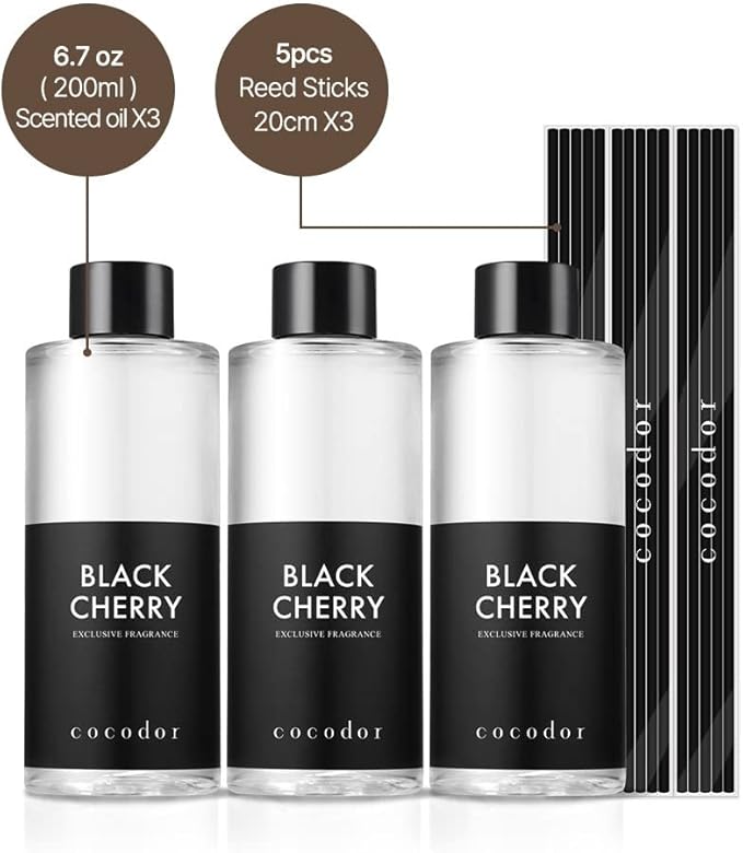 COCODOR Reed Diffuser Oil Refill/Pure Cotton/6.7oz(200ml)/3 Pack/Aroma Therapy, Home Fragrance, Scented Oils, Oils for Reed Diffuser, Office Décor, Decoration