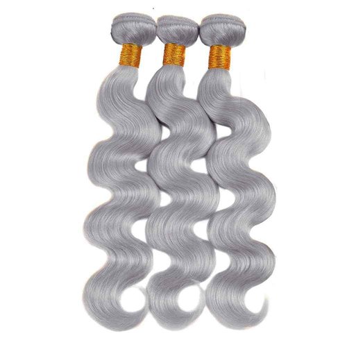 Giginger Sliver Grey Human Hair Bundles 18 20 22 inch Body Wave Human Hair Bundles Highlight Sliver Grey 100% Unprocessed Raw Quick Weave Hair for Black Women