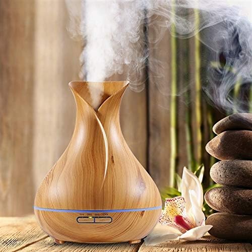 Essential Oil Diffuser Tulip Light Wood Diffuser LED Advanced Cool Mist Humidifier 14 Color LED Night Light - Our Best Wood Grain - Birthday Gifts & Housewarming Gifts