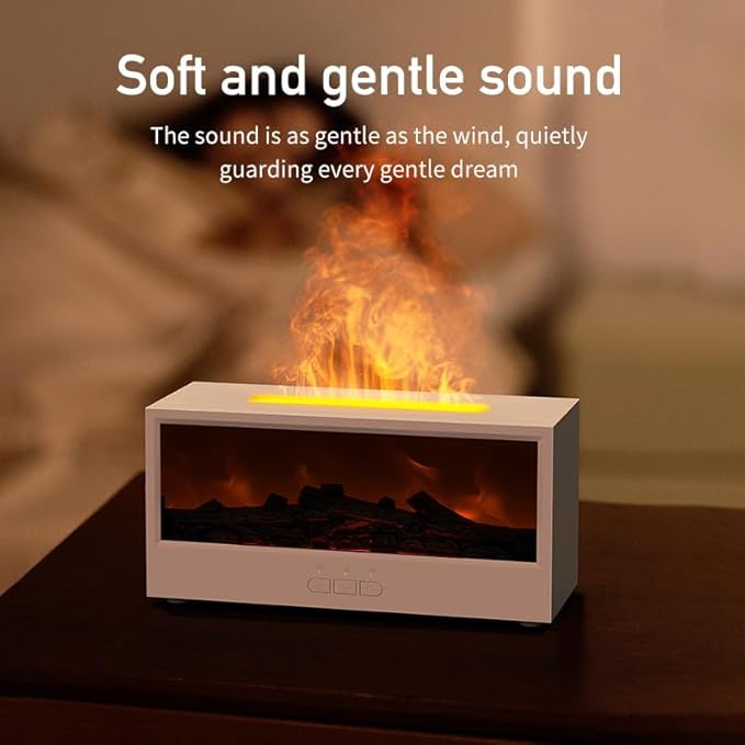 Humidifiers for Bedroom, 150ML Fireplace Essential Oil Diffuser, Aromatherapy Diffuser with Remote Control & 7-Color Mood Light, Cool Mist Air Humidifier for Bedroom, Office, Nursery, Plants- (Black)