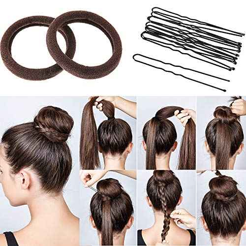 Bun Shaper Set with Donuts, Markers, Ponytail Tools, Bobby Pins, and Elastic Bands for Women and Kids