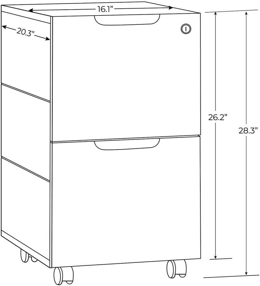 ZURI Hayes Modern 2 Drawer Mobile Legal and Letter Filling Pedestal - Black
