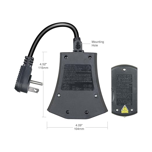 Outdoor Wireless Remote Control Outlets, Heavy Duty Waterproof, 3 Grounded Outlets, 1 Receiver 1 Remote,15A 1/2HP, Battery Included, UL Listed.