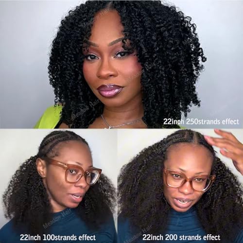 Knotless Pre Separated Human Hair Crochet Extensions for Braids Afro Kinky Curly Brazilian Virgin Feather Hair Bundles Boho Twist Braiding Hair for Black Women 18inch 60g