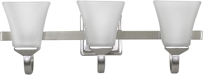 Design House 514760 Torino Traditional 3-Light Indoor Bathroom Vanity Light Dimmable Snow Glass for Over the Mirror, Satin Nickel