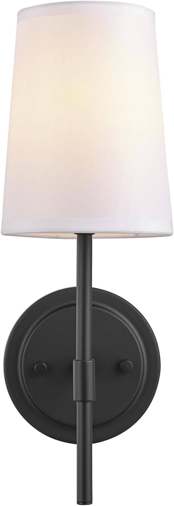 Globe Electric 51859 1-Light Wall Sconce, Matte Black, White Fabric Shade, Wall Lighting, Wall Lamp Dimmable, Wall Lights for Bedroom, Kitchen Sconces Wall Lighting, Home Décor, Bulb Not Included