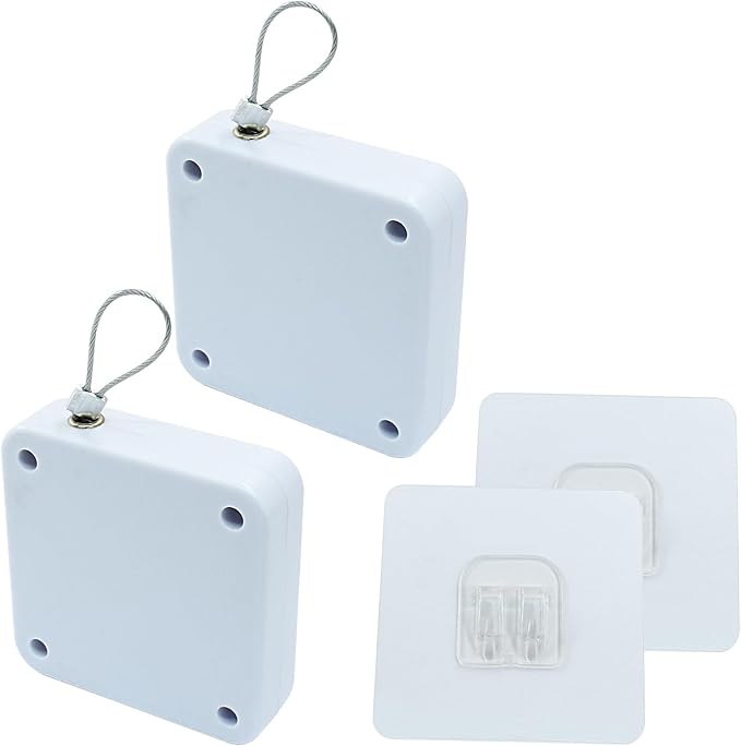 2Pcs Automatic Sliding Door Closer, Punch-Free, Steel Drawstring, White, 1000g Tension, For Bedroom/Bathroom/Office
